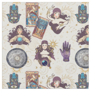 Gypsy Sun Moon Stars Watercolor Fabric