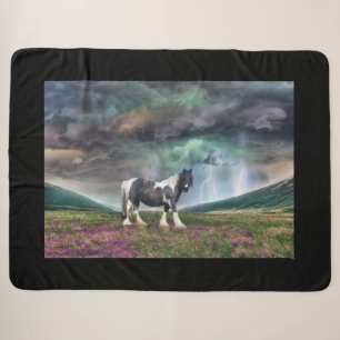 Gypsy Vanner Horse In A Storm Sherpa Blanket