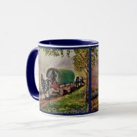 Gypsy Vanner horse Irish Caravan wagon blue