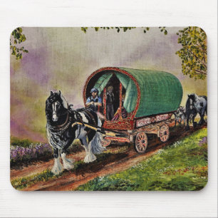 Gypsy Vanner horse Irish Caravan wagon Mouse Pad