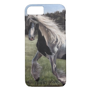 Gypsy vanner pinto horse running in field Case-Mate iPhone case
