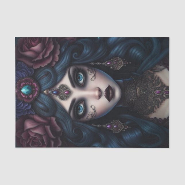 Gypsy Woman Dark Gothic Decoupage Paper (Front)