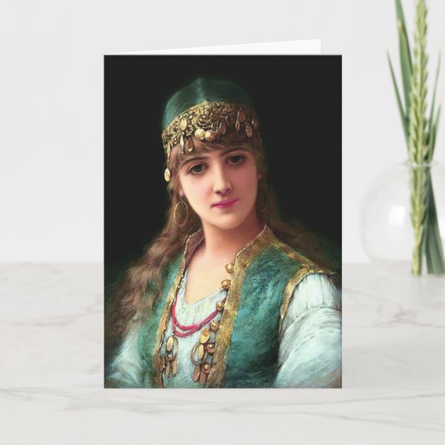Gypsy woman elegant bohemian bellydancer card (Front)