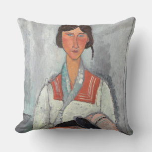 Gypsy Woman with Baby, 1919 (oil on canvas) Throw Pillow