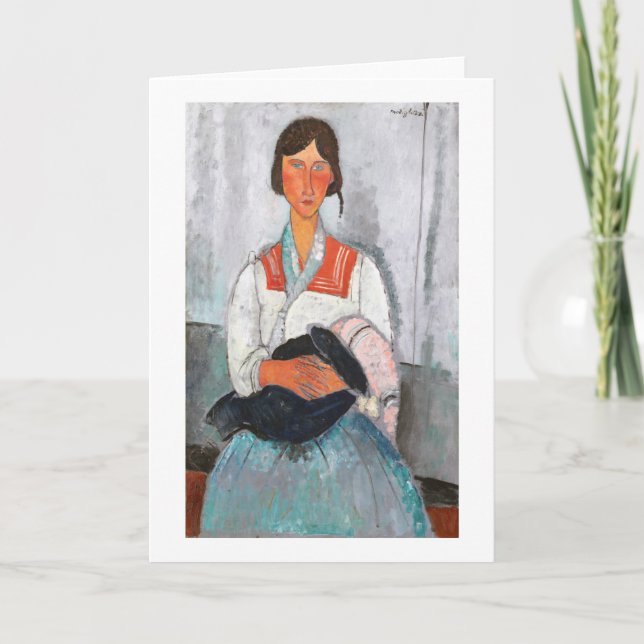 Gypsy Woman with Baby, Modigliani Card (Front)
