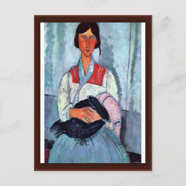 Gypsy Woman With Child By Modigliani Amedeo Postcard (Front)