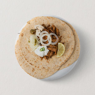 Gyros pita with tzatziki coleslaw olives and feta 2 inch round button