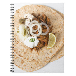 Gyros pita with tzatziki coleslaw olives and feta notebook
