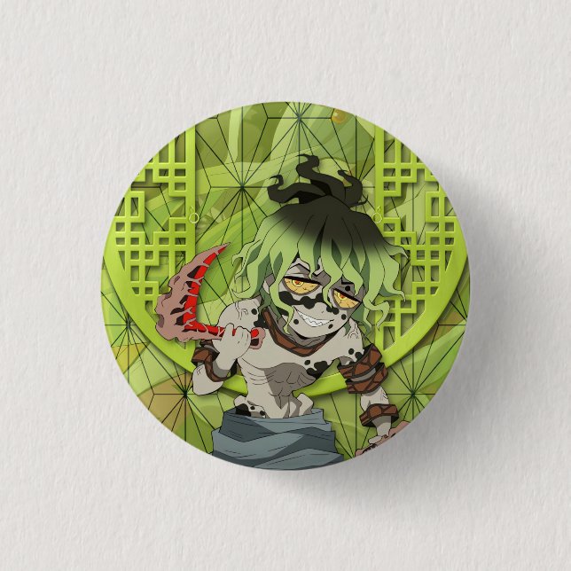 Gyutaro Upper Moon 6 Chibi 1 Inch Round Button (Front)