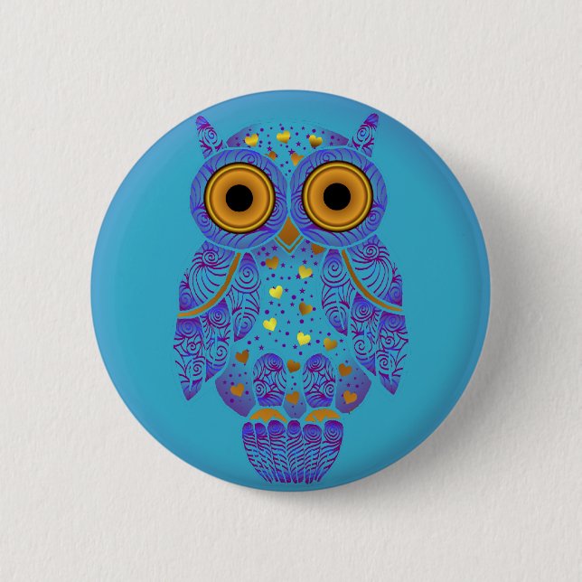 H00t Owl Blues Button (Front)