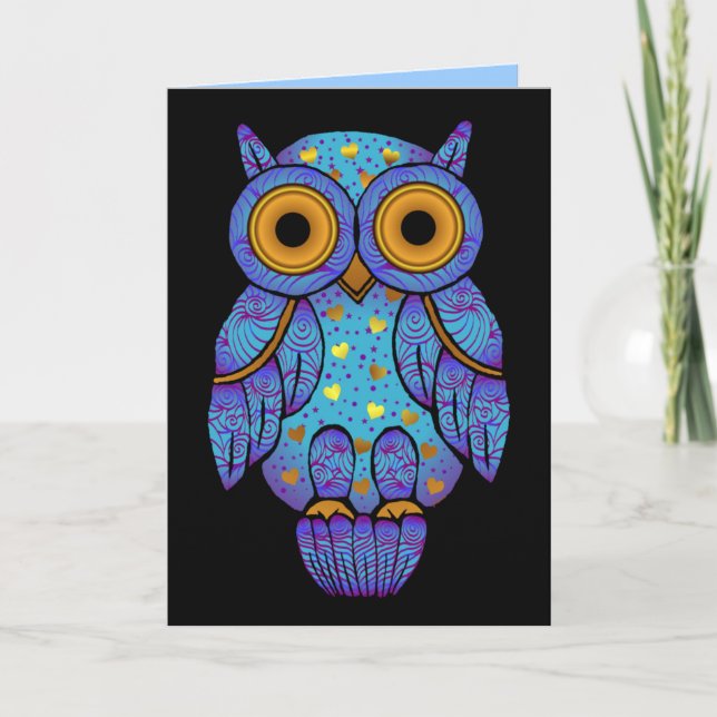 H00t Owl Midnight Madness Blank Card (Front)