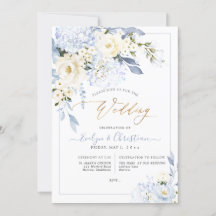 H2 Blue Hydrangea Cream Roses Wedding