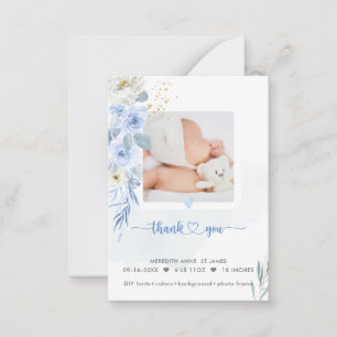 H2 Dusty Blue Birth Announcement Shower Thank You