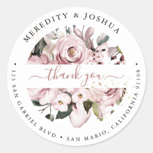 H2 Hydrangea Dusty Roses Wedding Favours Classic Round Sticker