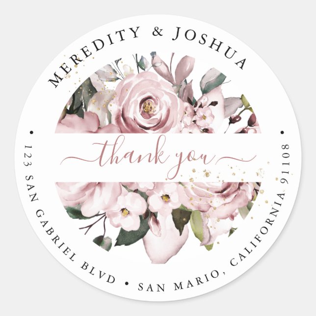 H2 Hydrangea Dusty Roses Wedding Favours Classic Round Sticker (Front)