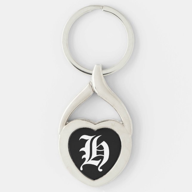 "H" Black Heart Keychain (Front)