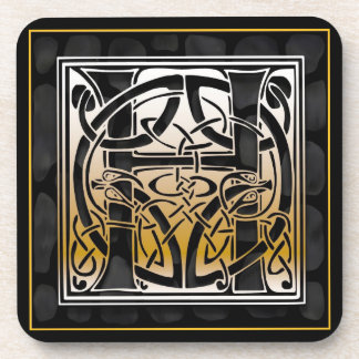 ‘H’ Celtic Black Stone Monogram Coasters