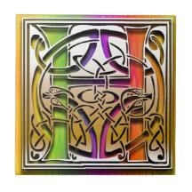 H Celtic Rainbow Custom Monogram Tile