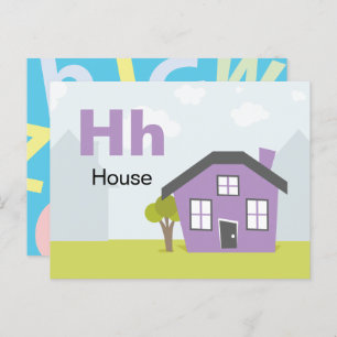 H est pour House - Carte Flash Alphabet