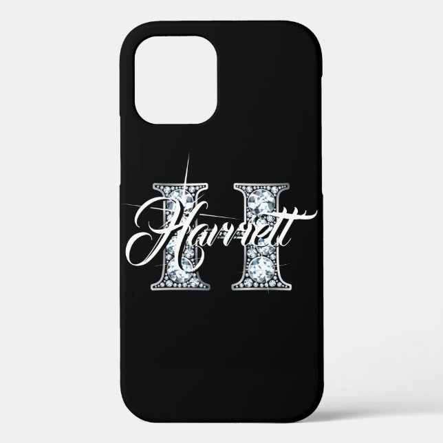 H Faux Diamond Bling Monogram Case-Mate iPhone Case (Back)