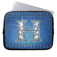 H Faux "Diamond" Denim Sac Électronique