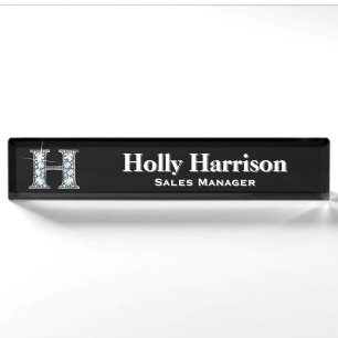 H Faux Diamond Desk Nameplate