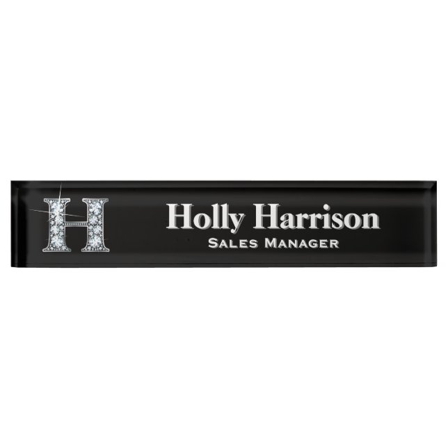 H Faux Diamond Desk Nameplate (Front)
