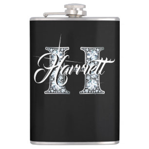 H Faux Diamond Monogram Hip Flask