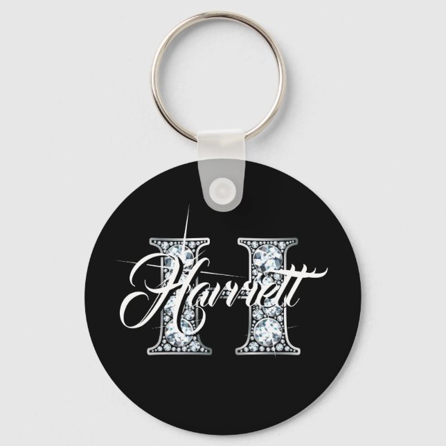 H Faux Diamond Monogram Keychain (Front)