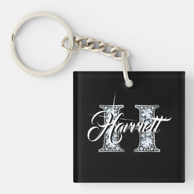 H Faux Diamond Monogram Keychain (Front)