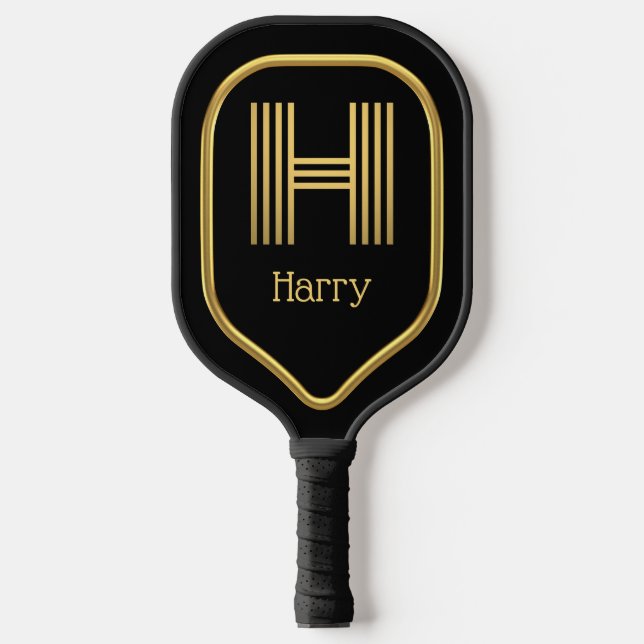 H Gold Initial Pickleball Paddle (Front)