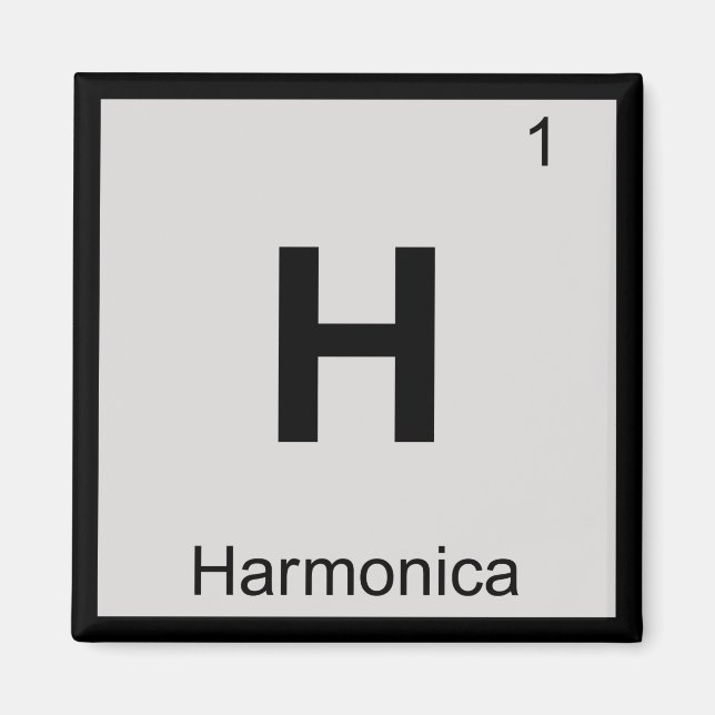 H - Harmonica Music Chemistry Periodic Table Magnet (Front)