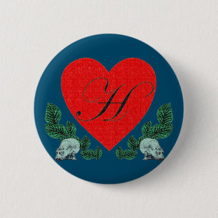 H in a heart 2 inch round button