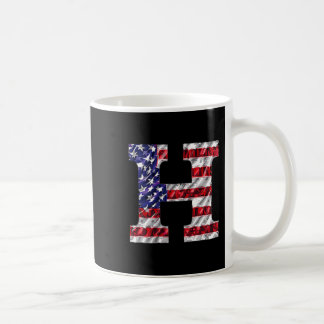 H Initial American Flag Patriotic Family Monogram Coffee Mug
