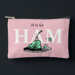 "H is for HAM" | Alphabet Design Accessory Pouch<br><div class="desc">This officially licensed Dr. Seuss design product presents an educational alphabet theme based on the classic book 'Green Eggs and Ham'. The design features a central illustration of the iconic green ham with a fork on a platter, alongside green eggs. Large white letters spell 'HAM', accompanied by smaller black text...</div>