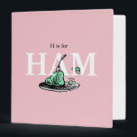 "H is for HAM" | Alphabet Design Binder<br><div class="desc">This officially licensed Dr. Seuss design product presents an educational alphabet theme based on the classic book 'Green Eggs and Ham'. The design features a central illustration of the iconic green ham with a fork on a platter, alongside green eggs. Large white letters spell 'HAM', accompanied by smaller black text...</div>