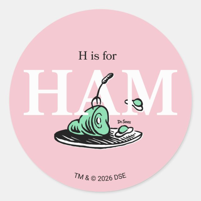 "H is for HAM" | Alphabet Design Classic Round Sticker (Front)