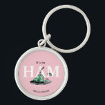 "H is for HAM" | Alphabet Design Keychain<br><div class="desc">This officially licensed Dr. Seuss design product presents an educational alphabet theme based on the classic book 'Green Eggs and Ham'. The design features a central illustration of the iconic green ham with a fork on a platter, alongside green eggs. Large white letters spell 'HAM', accompanied by smaller black text...</div>