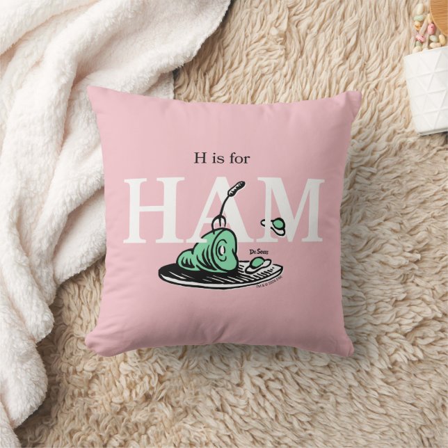"H is for HAM" | Alphabet Design Throw Pillow (Blanket)
