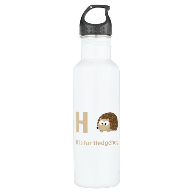 H is for Hedgehog 710 Ml Water Bottle (Front)