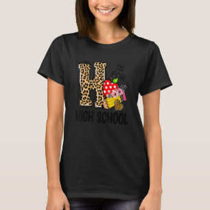 H Is For High School Leopard Student Teacher Back  T-Shirt