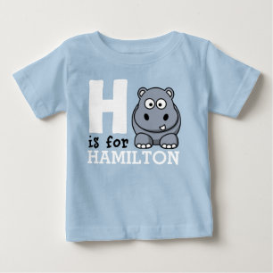 H is for Hippo & Kids Name Personalized Baby T-Shirt