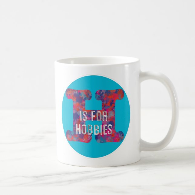 H is for Hobbies blue colorful drops monogram Coffee Mug (Right)
