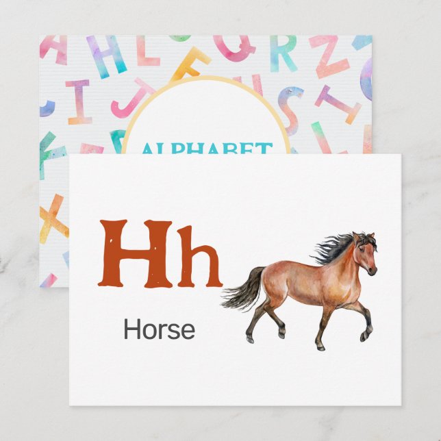 H is for Horse - Alphabet Flash Card (Front/Back)