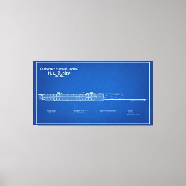 H. L. Hunley - Ship Blueprint Plans ABD Canvas Print (Front)