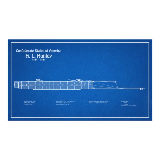H. L. Hunley - Ship Blueprint Plans ABD Photo Print (Front)