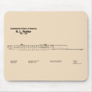 H. L. Hunley - Ship Blueprint Plans SD Mouse Pad