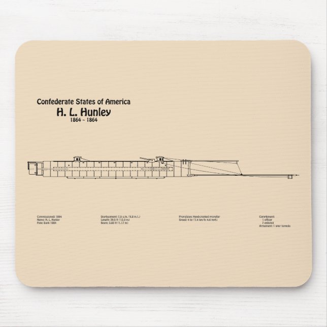 H. L. Hunley - Ship Blueprint Plans SD Mouse Pad (Front)