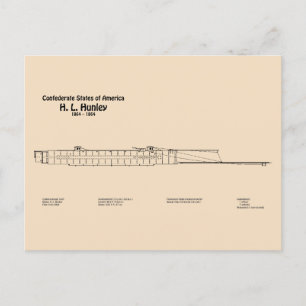 H. L. Hunley - Ship Blueprint Plans SD Postcard