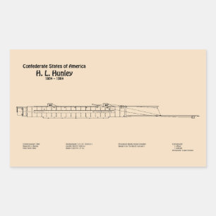 H. L. Hunley - Ship Blueprint Plans SD Sticker